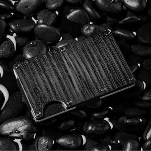 Ridge Black Demascus Steel Wallet with Money Clip and Cash Strap Brand New Tags